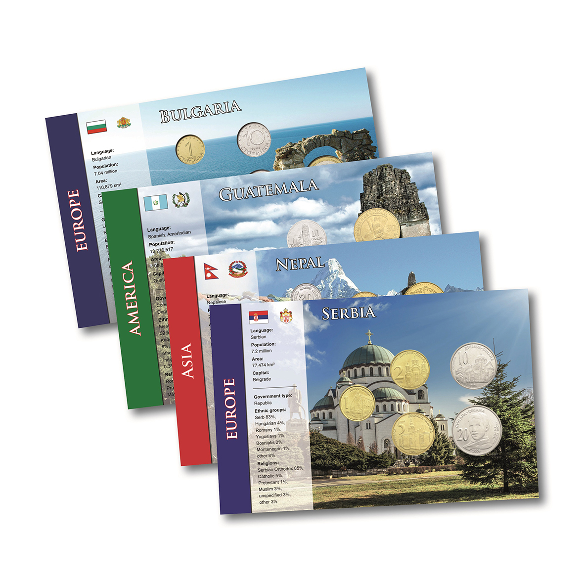 MONNAIES SET 4 world coins